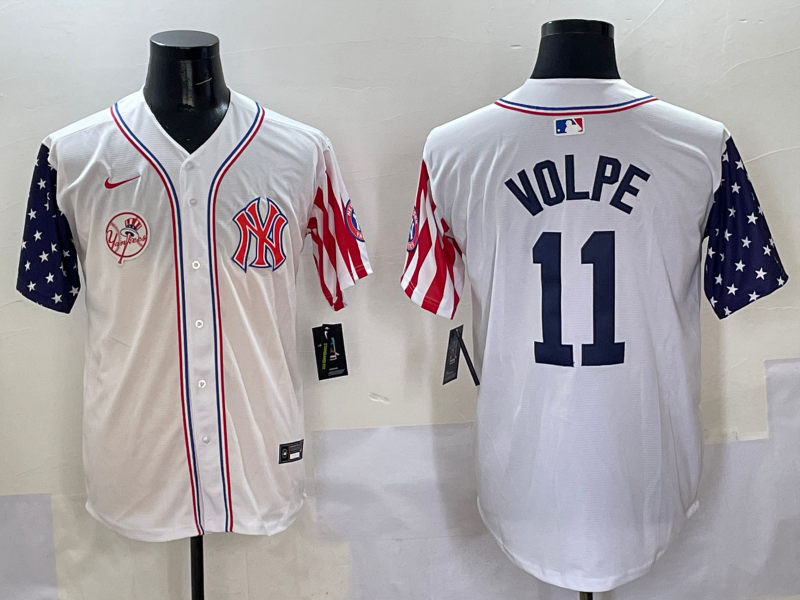 Men 2025  MLB New York Yankees #11 Volpe white jersey->new york yankees->MLB Jersey